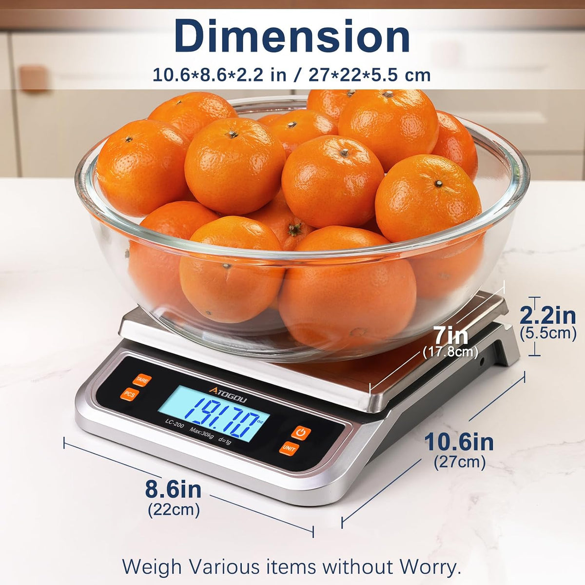 66lb Food Scale, Commercial Kitchen Scale Plug-in Usable