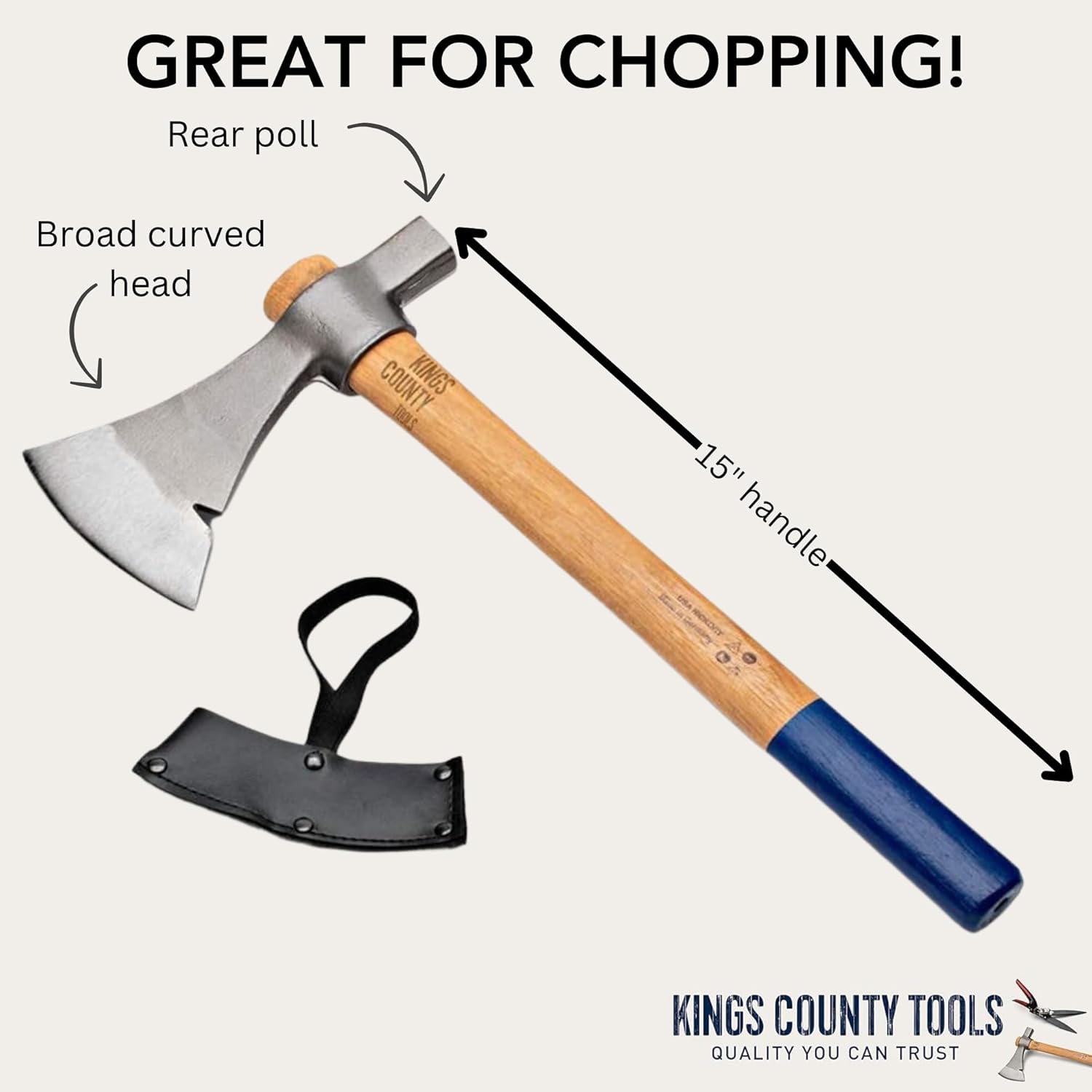 Camping Tools | Pickaroon, Hatchet or Axe | German Drop Forged Blade | Lightweight and Easy to Carry | Hickory Handle