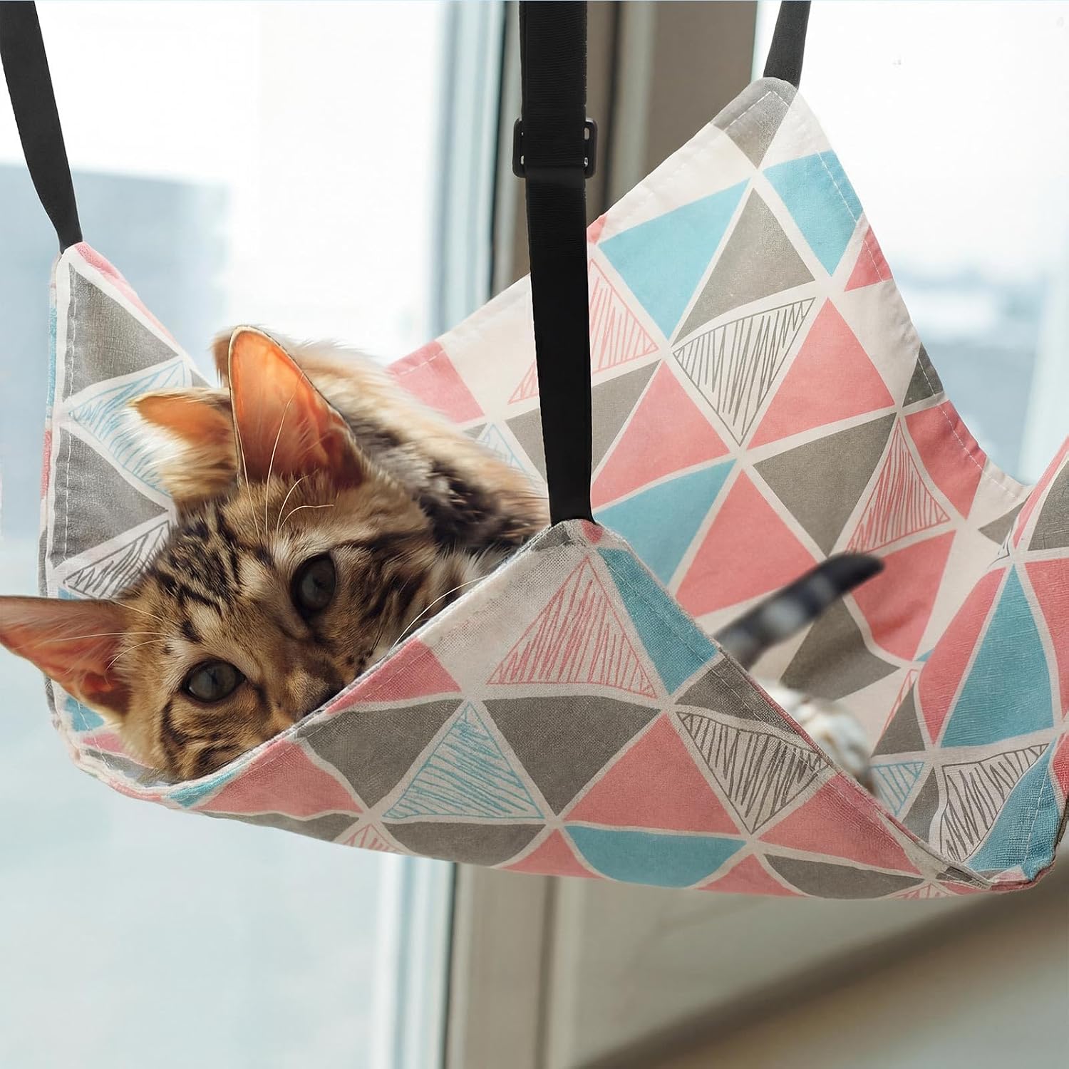 2 Pack Cat Hammock for Cage, Catio Accessories Reversible Soft Cats Bed with Adjustable Straps and Hooks Double-Sided
