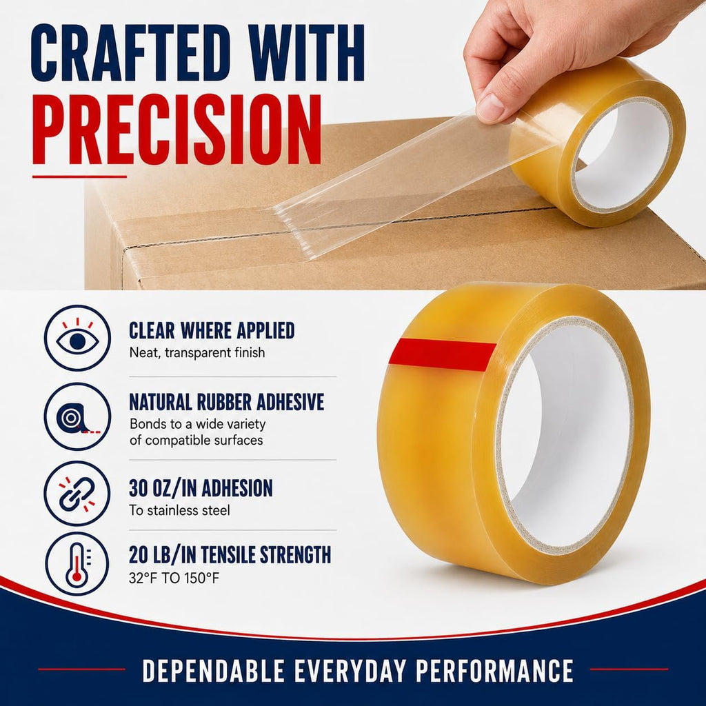 Clear Cellophane Packaging Tape, 1 Inch x 72 Yds, Pack of 10