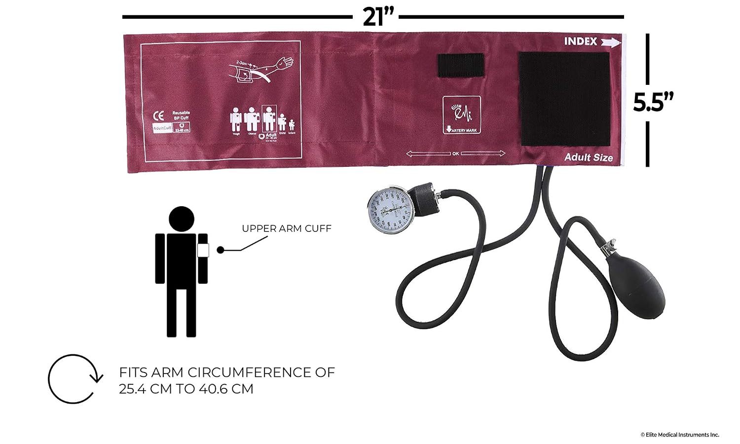 EMI Burgundy 330 Sprague Rappaport Stethoscope and Aneroid Sphygmomanometer Manual Blood Pressure Set Kit