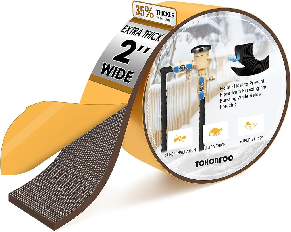 Outdoor Pipe Insulation Tapes,Foam Pipe Heat Tape,2inx15ft,Brown | Pipe wrap insulation tape for water pipes winter