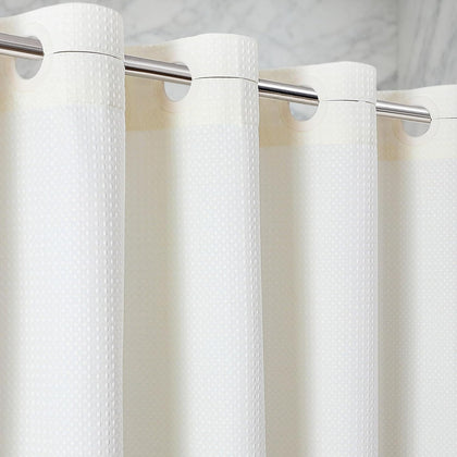 Waterproof No Hooks Waffle Shower Curtain, 260GSM Heavy Duty Fabric, with 10 Durable Split Grommets, Luxury Hotel Spa