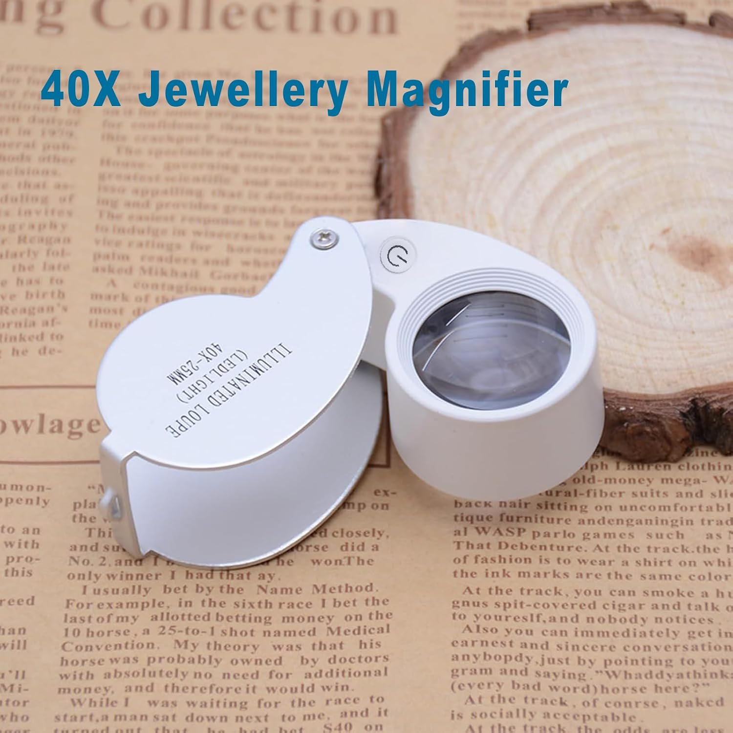 Pocket Jewelry Loupe Magnifier Rechargeable with 6 LED and 3UV Lights, Small Metal Magnifying Glass 25mm Optical Lens