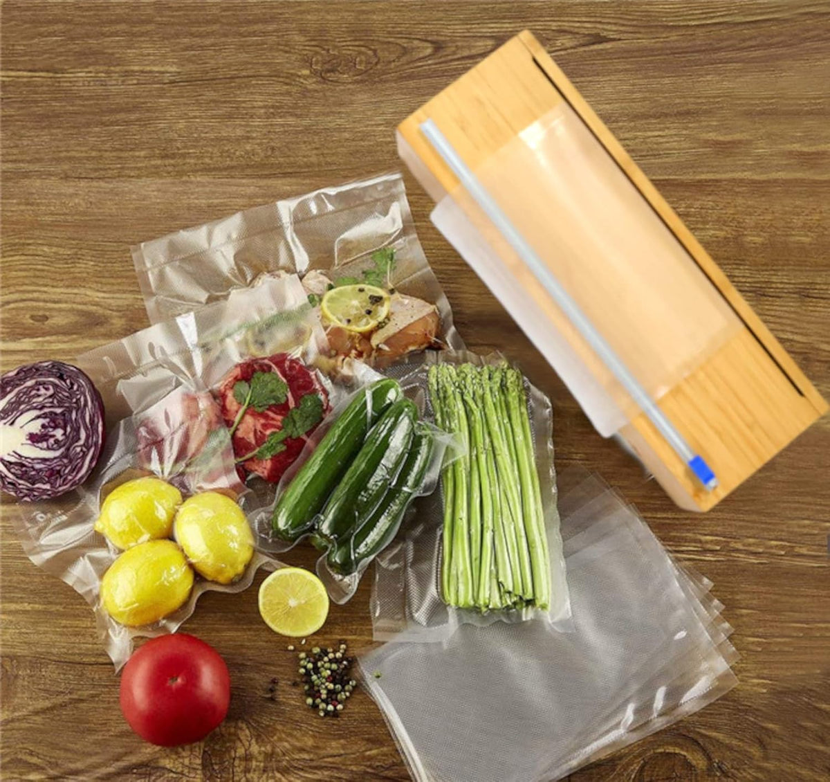 Large Vacuum Sealer Bag Roll, Food Wrap Dispenser with Slide Cutter