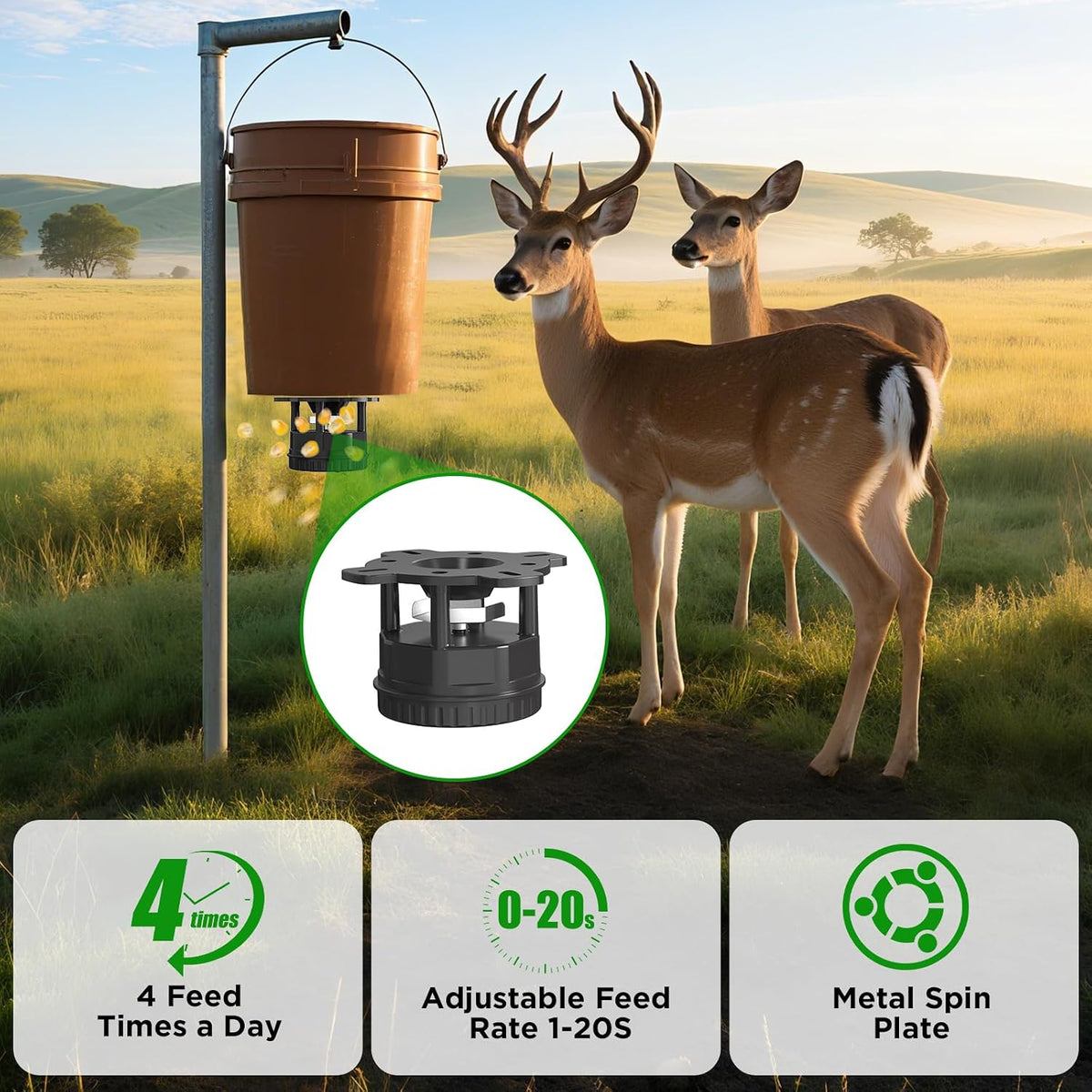 Deer Feeder Kit,Motor and Timer Kit with Programable Digital Timer,Up to 4 Feed Time,Easy to Install for Hunting Game
