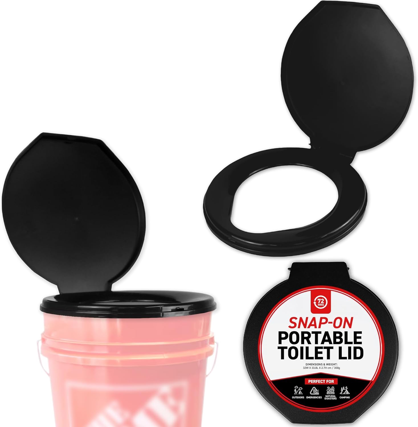 Premium Portable Camping Toilet Seat with Lid for 5 Gallon Buckets | Portable Toilet for Outdoor Camping, Hiking