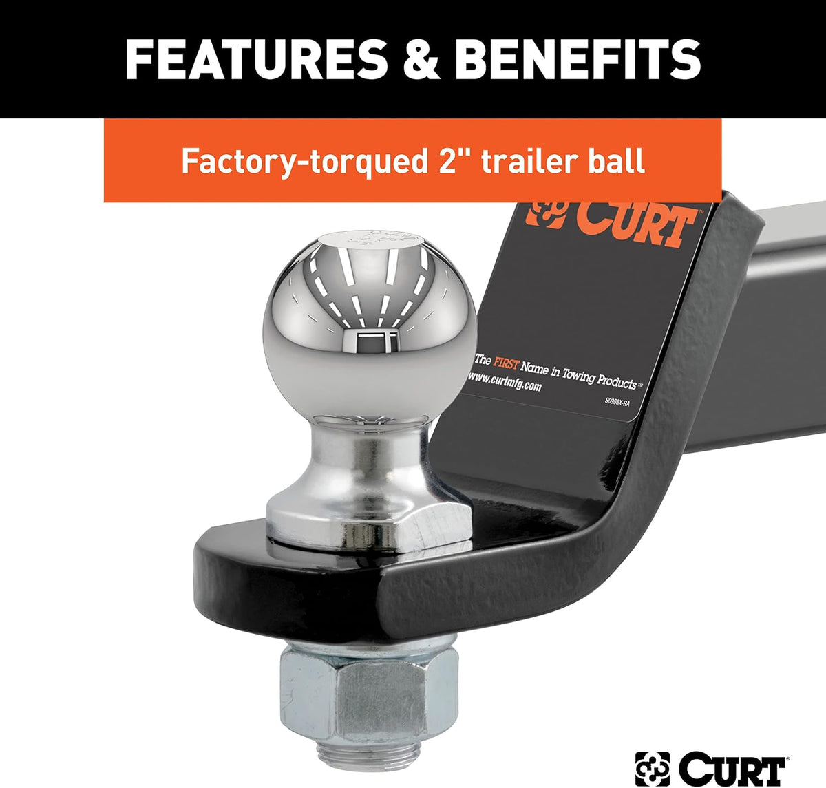 45036 Loaded Ball Mount, 7,500 lb, 2" Drop