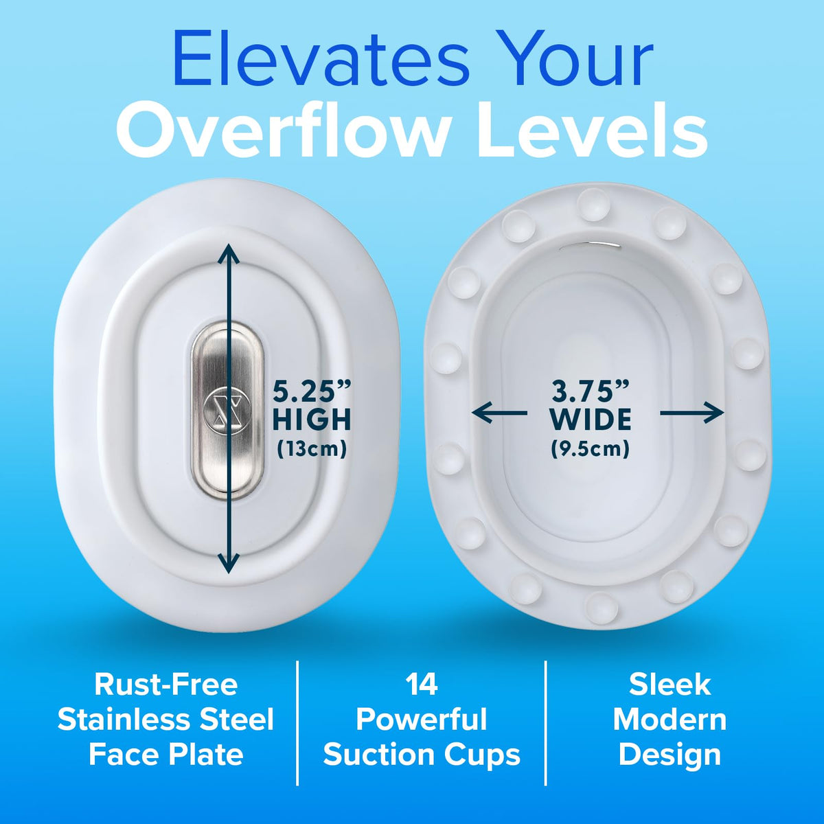 Better Soak Adjustable Overflow Drain Cover, Oval, White