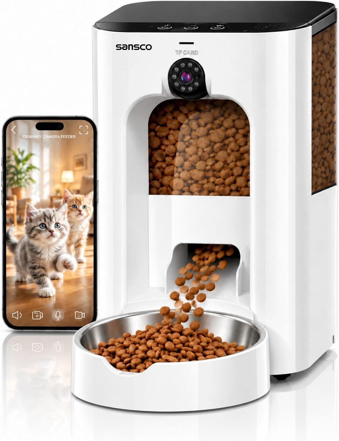 Automatic Cat Feeder with Camera, 2K HD Video & Night Vision, 5G/2.4G WiFi