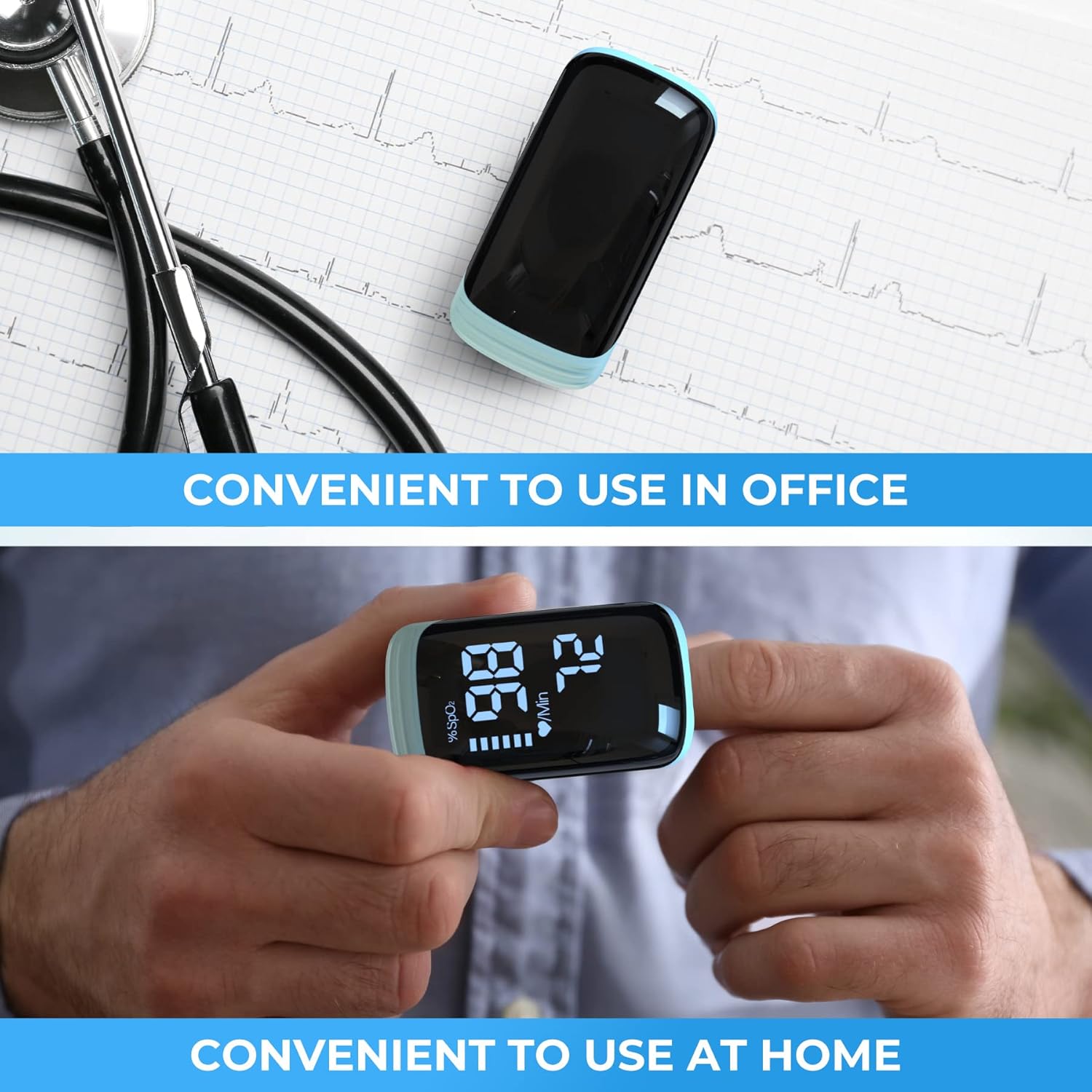 Finger Pulse Oximeter, Fingertip Blood Oxygen Saturation with Pulse Monitor Rechargeable, Accurate Spo2 Reading for
