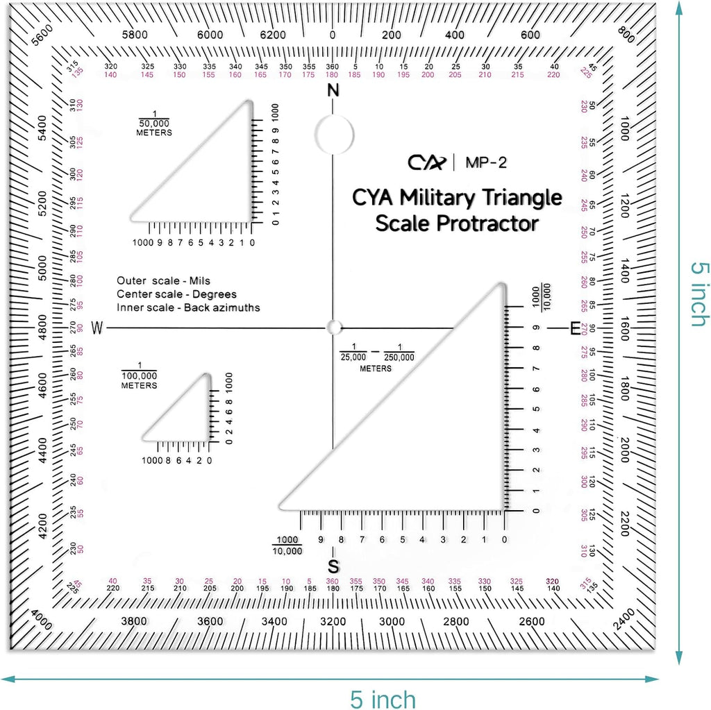 5 Inch Military Map Protractor Military Style Utm/mgrs Coordinate Scale Map Perfectly Cut Land Navigation Protractor
