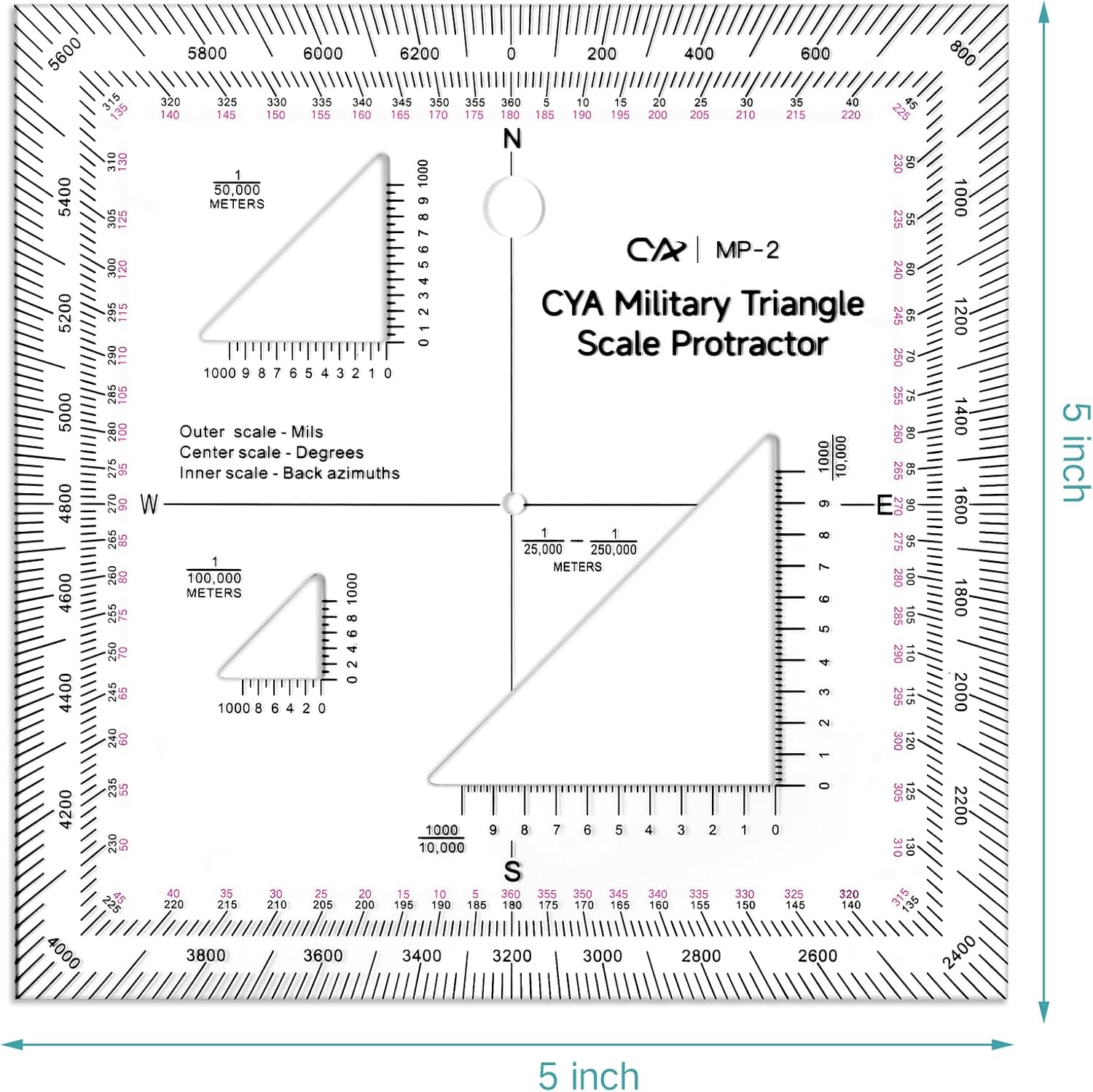 5 Inch Military Map Protractor Military Style Utm/mgrs Coordinate Scale Map Perfectly Cut Land Navigation Protractor