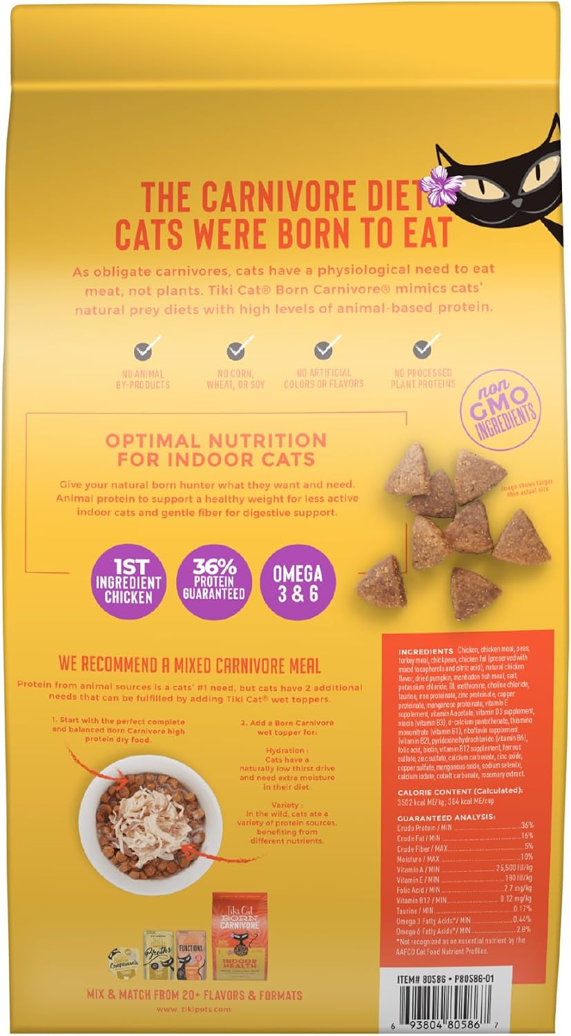 Tiki Cat Born Carnivore Dry Cat Food, Chicken & Turkey Meal, 3 lb Bag