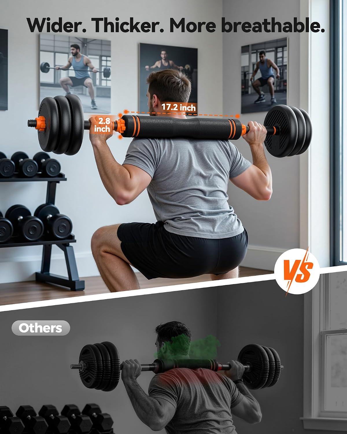 DS2 Adjustable Dumbbells, 20/30/40/45/70/90lbs Free Weight Set with Connector, 5 in1 Dumbbells Set Used as Barbell