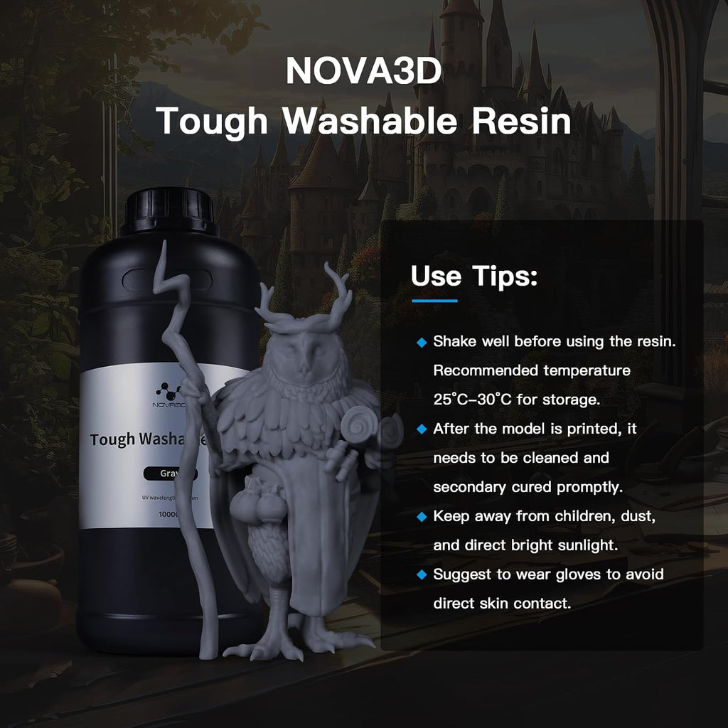 Water Washable ABS-Like Tough Resin, High Toughness 3D Printing Photopolymer Resin, 405nm UV Fast Cure for