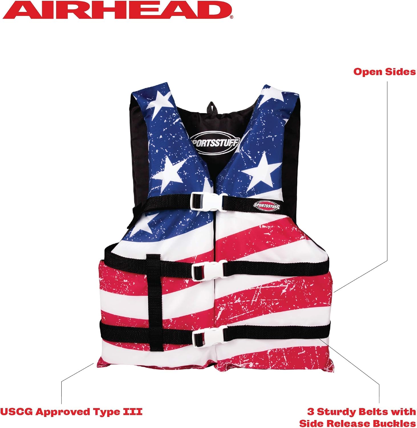Sportstuff Stars & Stripes Life Jacket for Adults & Kids - USCG Approved Life Vest for Men, Women, Youth & Child