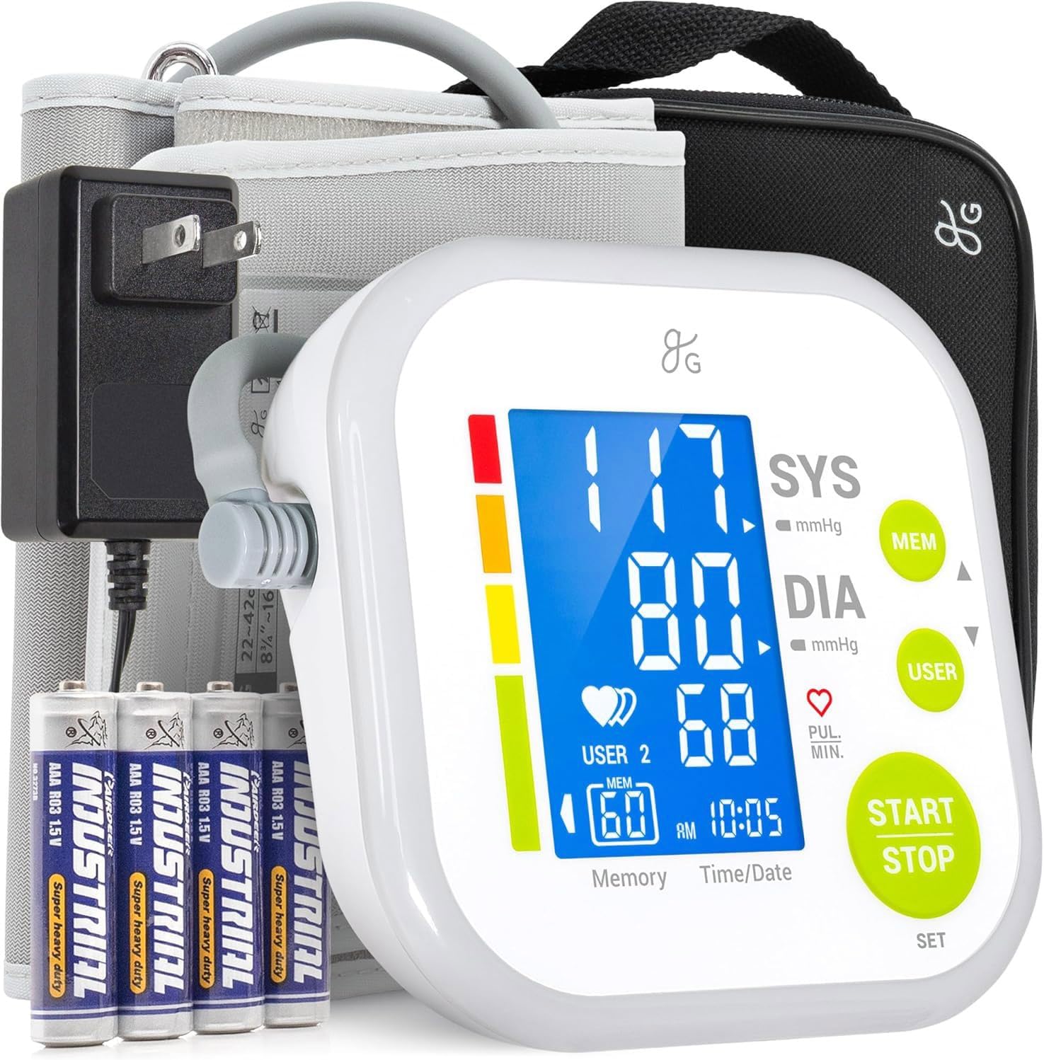 Upper Arm Blood Pressure Monitor for Home Use – Automatic One-Touch BP Machine, Wide-Range Cuff (8.7”–16.5”), Large