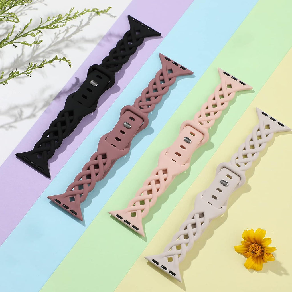 Slim Silicone Bands Compatible with Apple Watch Band 40mm 38mm 41mm 44mm 45mm 46mm 49mm 42mm Women Floral Breathable