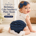 Baby Girl Denim Bloomers Ruffle Diaper Cover Shorts Headband 6M-3T
