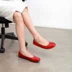 Women Ballet Dressy Foldable Flats,Red,5.5