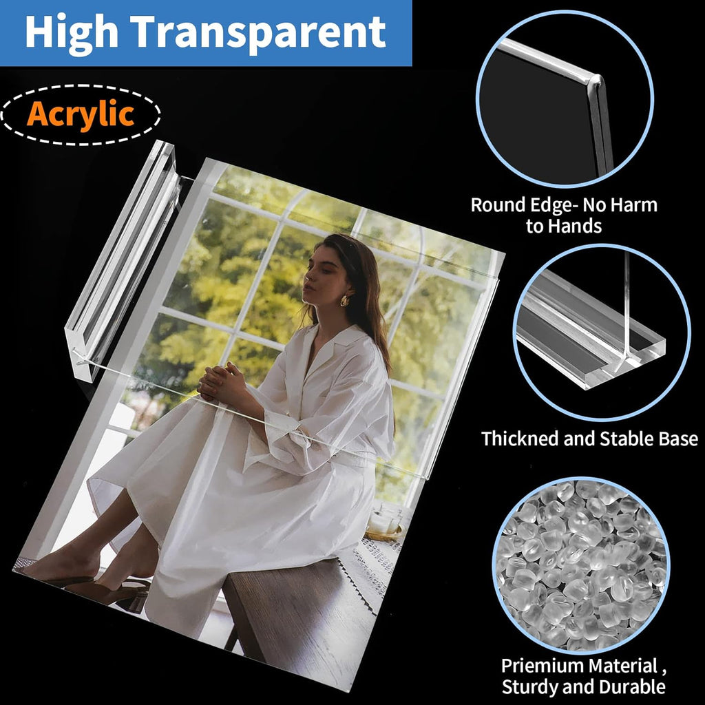 Acrylic Sign Holder 4x6 Inch,3 Pack Sign Holders Vertical | Clear, Double-Sided Display, Stands Stably, Stand Firmly