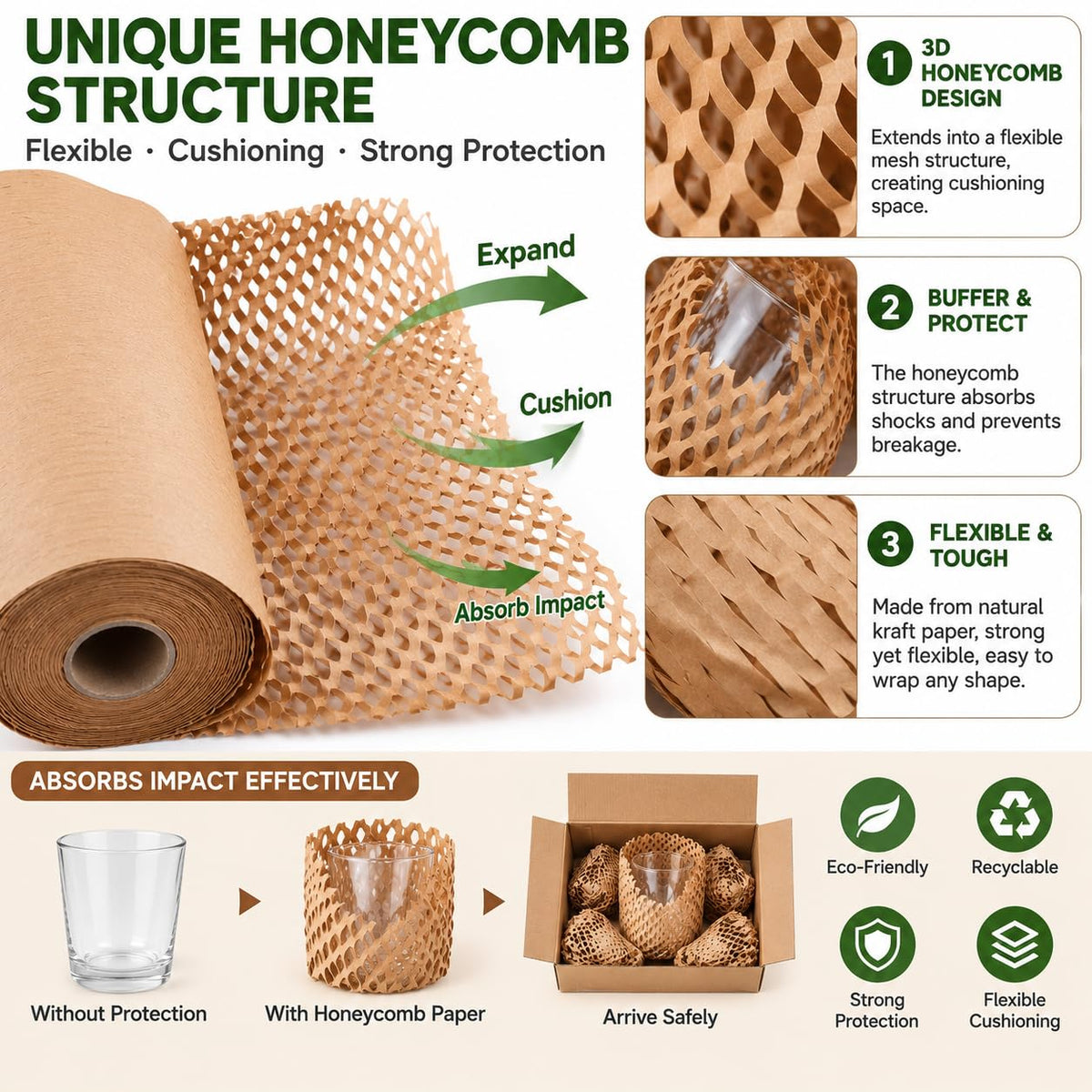 Honeycomb Packing Paper, 15" x 400 ft, Bubble Wrap Alternative