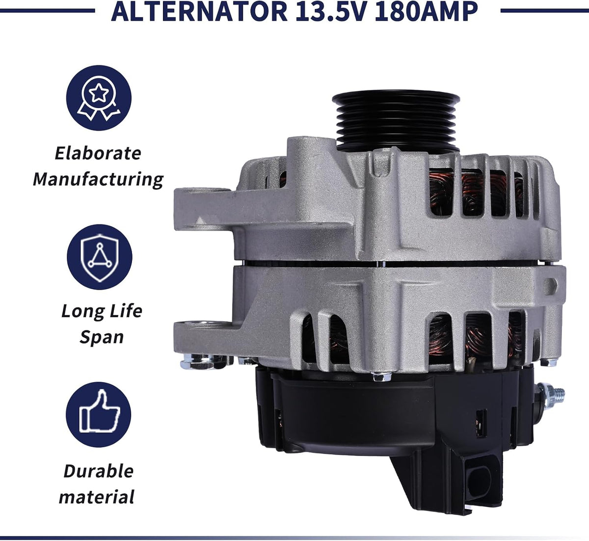 Alternator 13.5V 180AMP 37300-3L060 373003L060 Compatible with Hyundai Palisade 2020-2023 Kia Telluride 2020-2022 3.8L