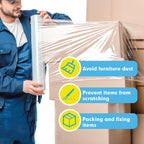 4 Pack Stretch Film with 2 Handles, 15" x 1200Ft Per Roll, 60 Gauge