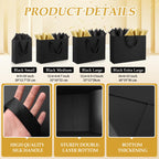 30 Pack Black Small Gift Bags with Handles and 30 Tissue Papers
