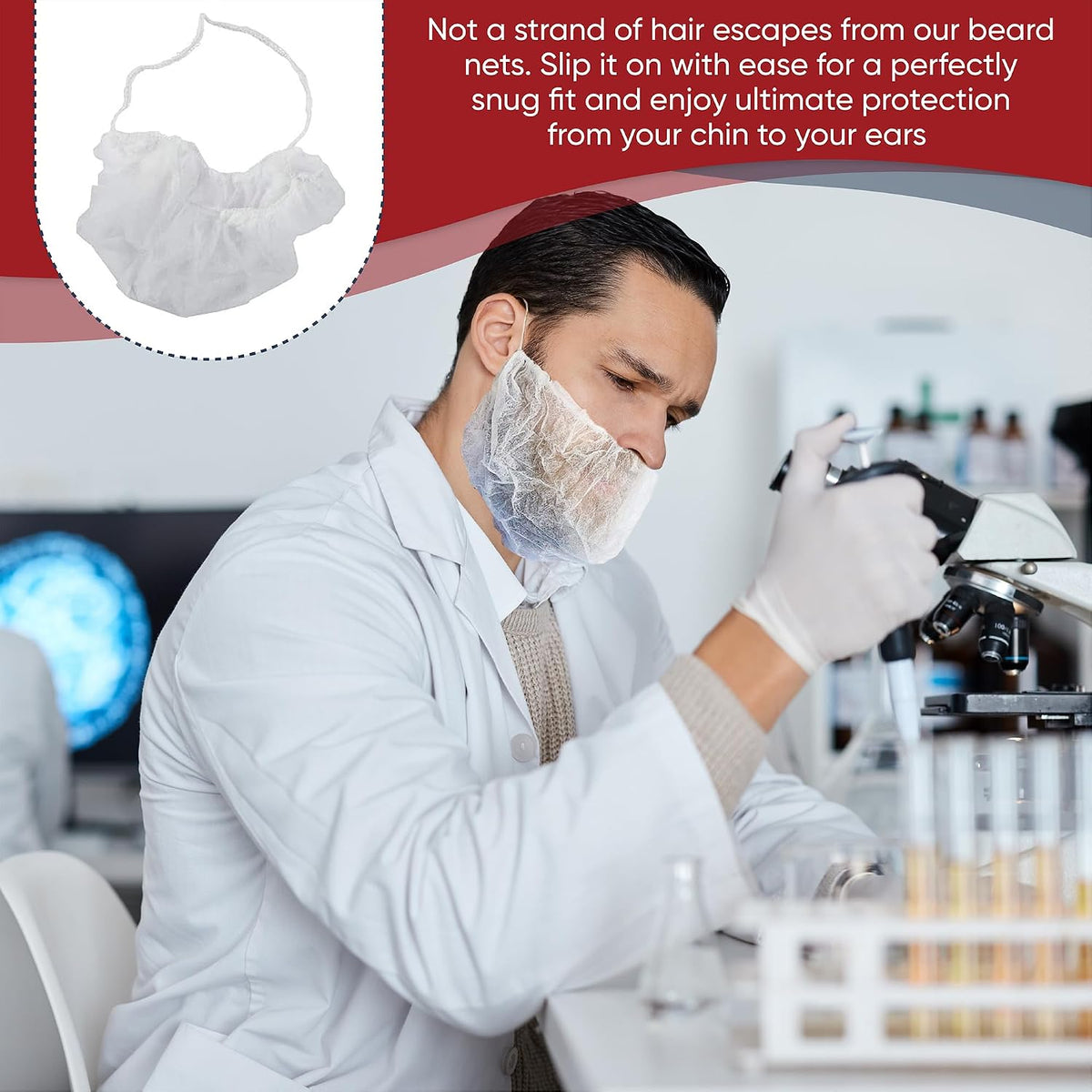 Case of 1000 Disposable Beard Nets for Men - Full Coverage Beard Covers, Breathable Beard Guards Food Service