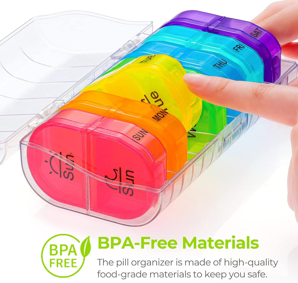 Pill Box 2 Times a Day, Weekly Pill Organizer AM PM with 7 Daily Pocket Case to Hold Vitamin, Medicine, Medication