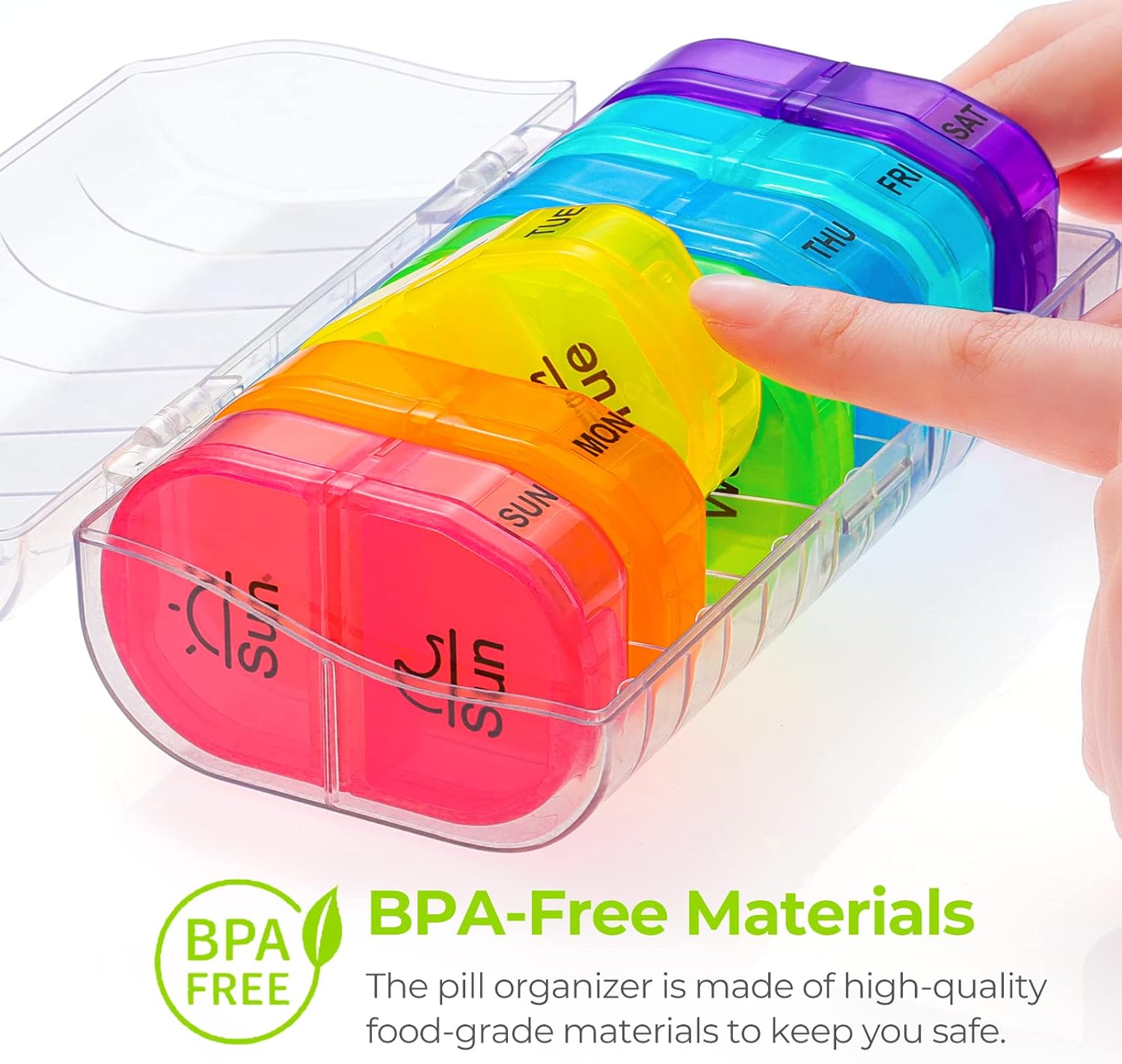 Pill Box 2 Times a Day, Weekly Pill Organizer AM PM with 7 Daily Pocket Case to Hold Vitamin, Medicine, Medication