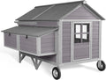 Chicken Coop with Super Large Wheels for 8-10 Chickens Mobile Duck House 68.1" L with Four Nesting Boxes, Four