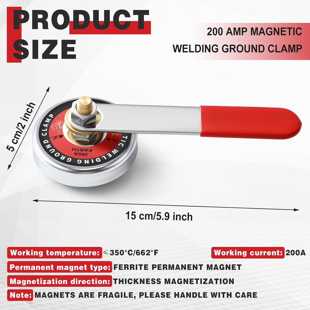 200 Amp Magnetic Welding Ground Clamp 2.2” Strong Gripping Quick Release Magnetic Welding Support Clamp Tools for