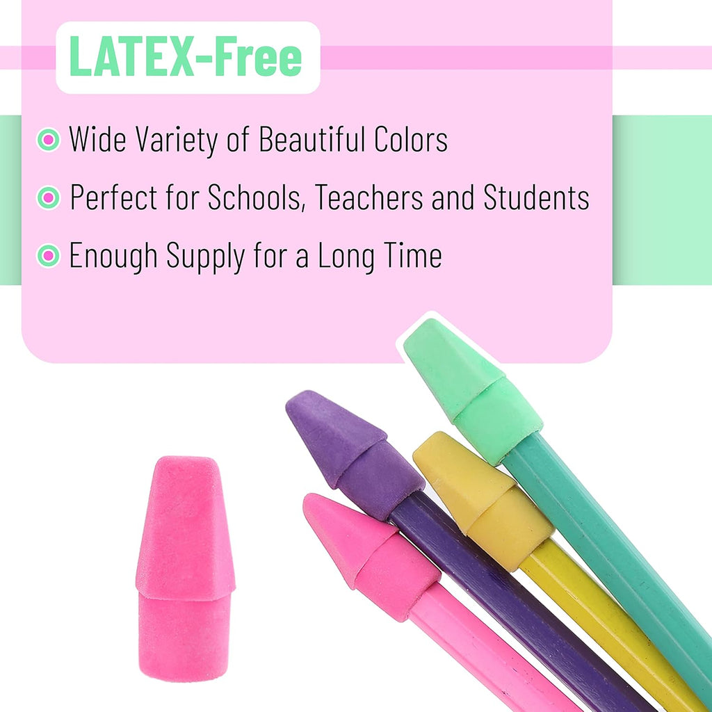 Pencil Top Erasers, 120 Pack, Latex-Free, No-Smudge | Cap Pencil Erasers for Precise Erasing, Kids, Teachers