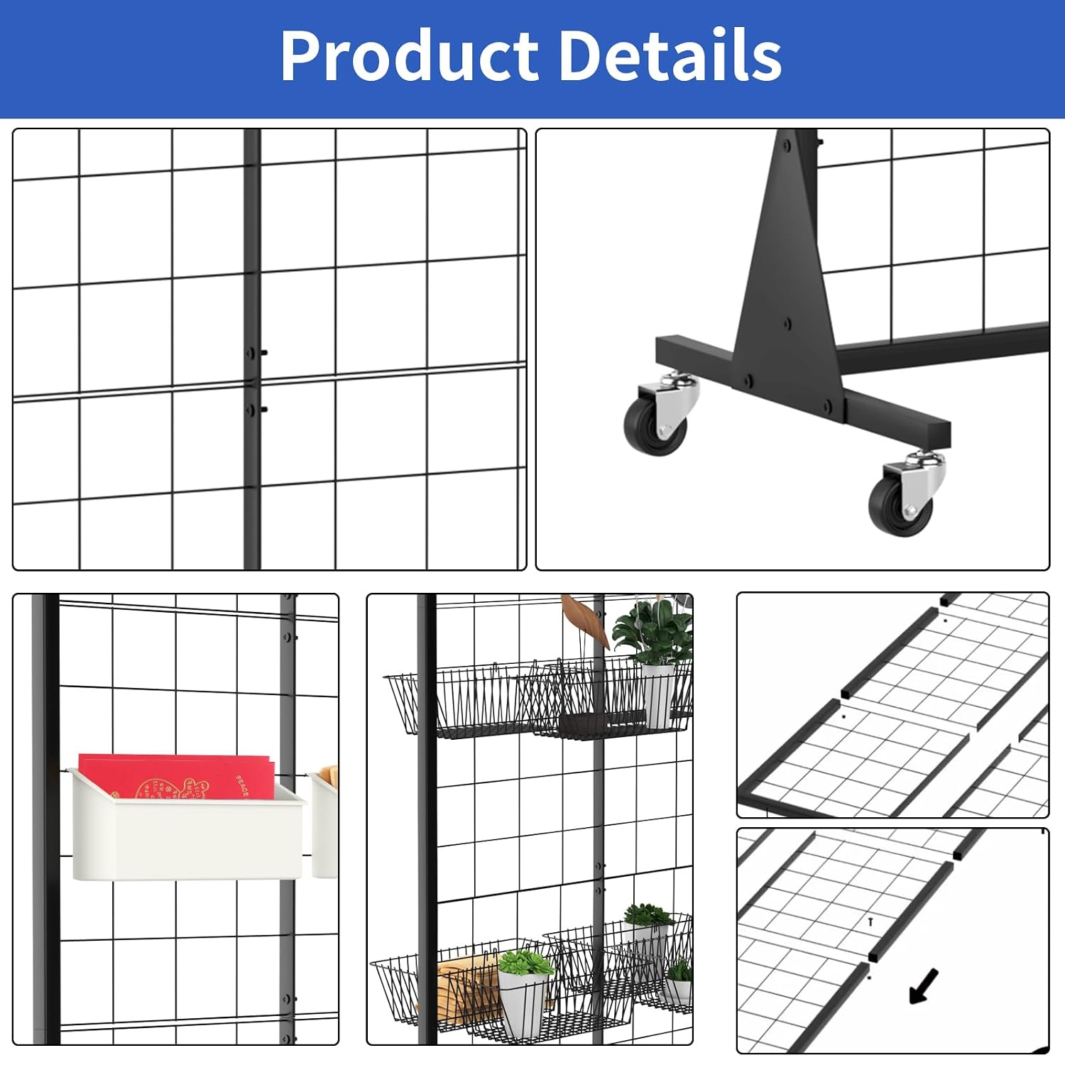 2'x5.5' Ft Gridwall Panel Display Stands Heavy Duty Floor Standing Retail Display Rack with Triangle Base for Retail