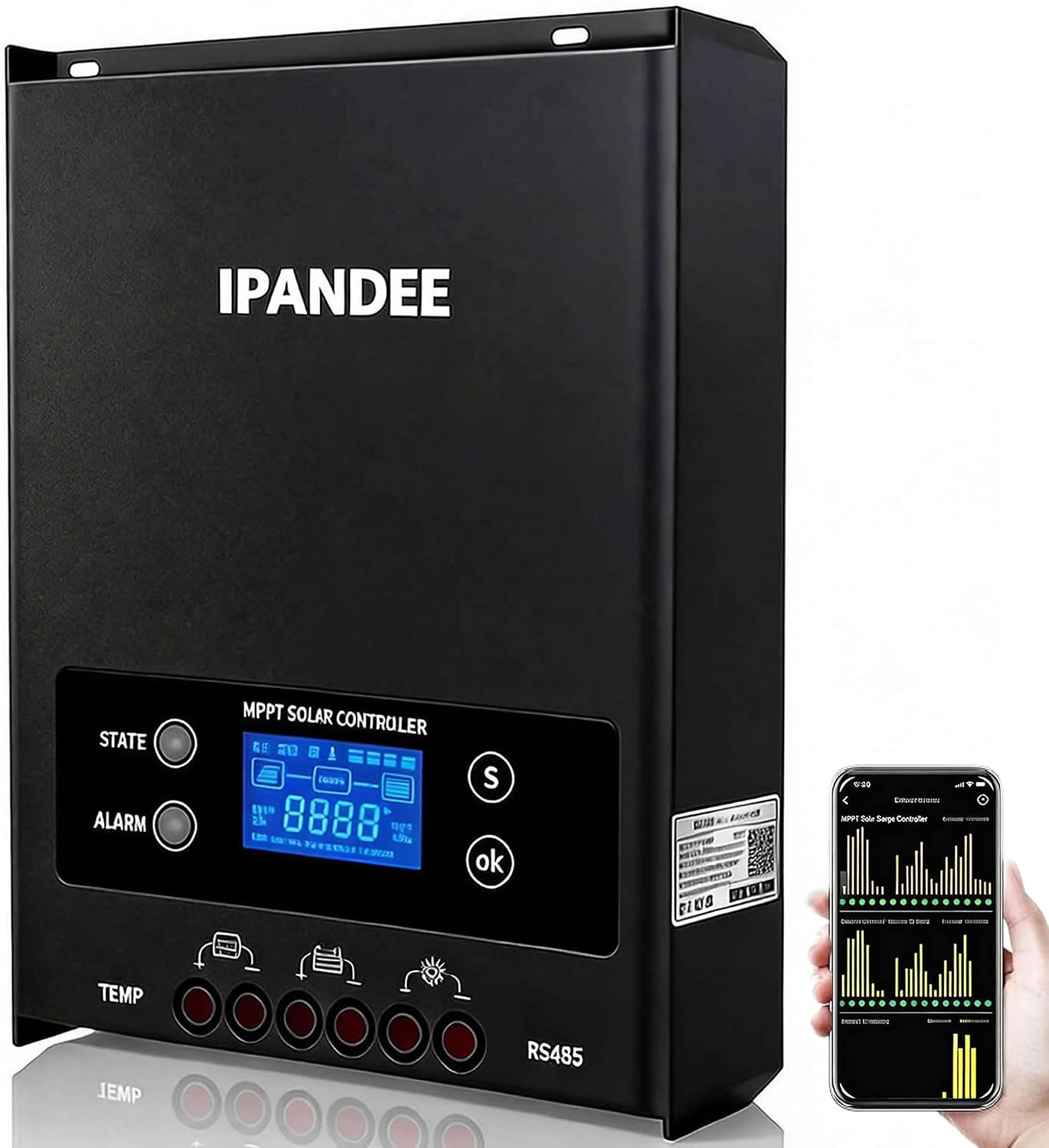60A MPPT Solar Charge Controller 200VDC Max Input,99.9% Efficiency,12V/24V/36V/48V Auto,APP Monitoring,60 Amp LCD