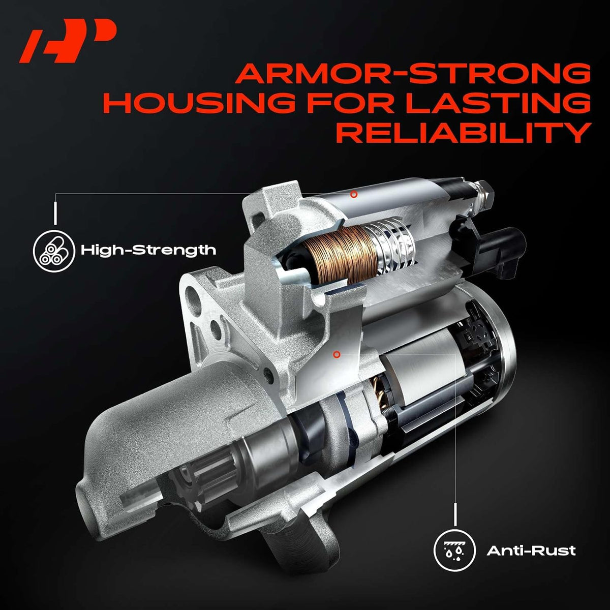 A-Premium Starter Motor, 12V 1.2KW 9 Teeth Clockwise, Compatible with Honda