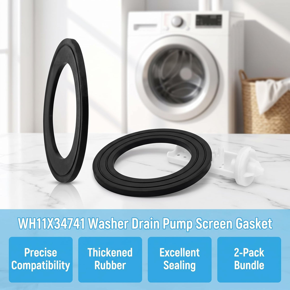 Raneped 2PCS Washer Drain Pump Filter Gasket Compatible with GE
