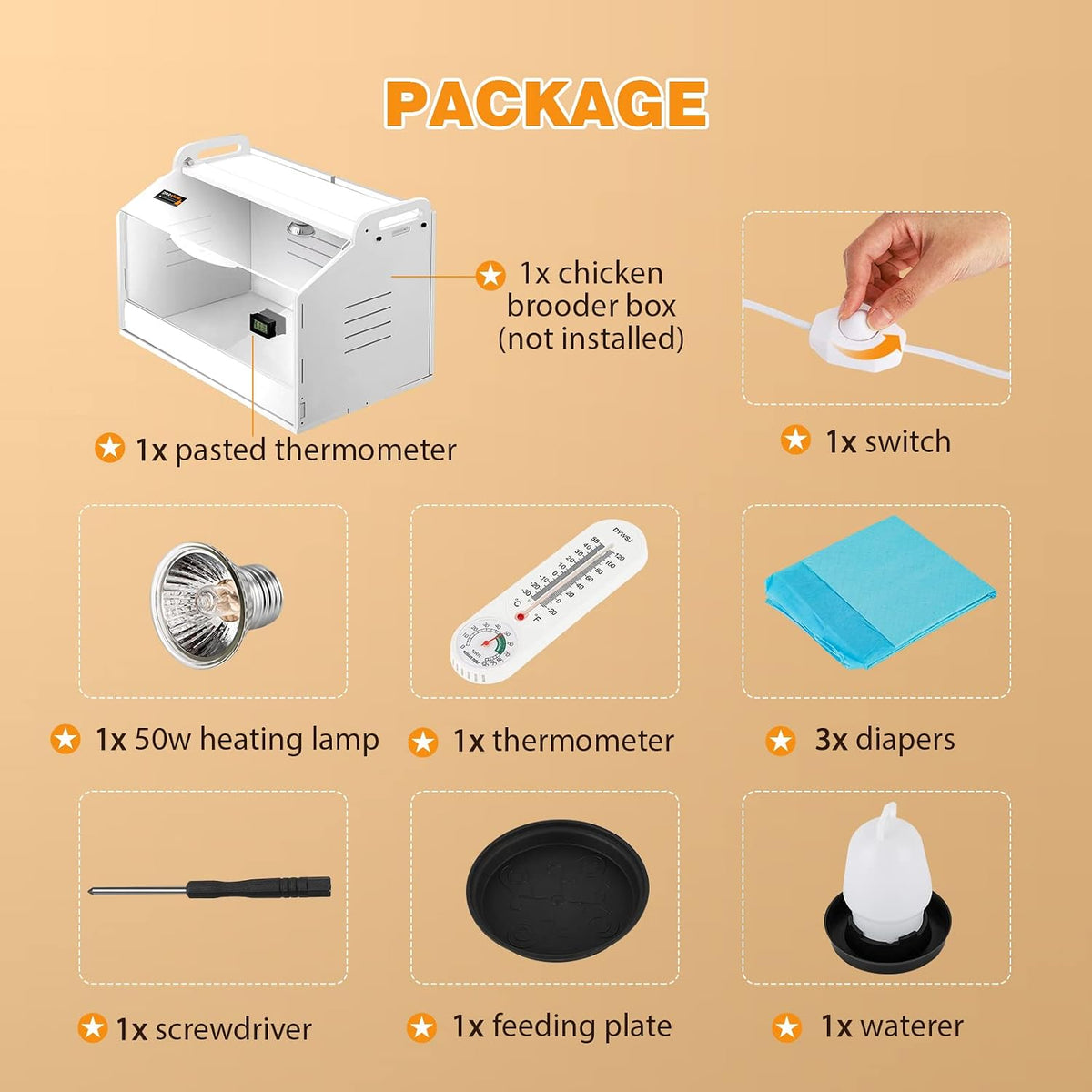 Chicken Brooder Box for Chicks with Heating Lamp Up to 10 Chicks