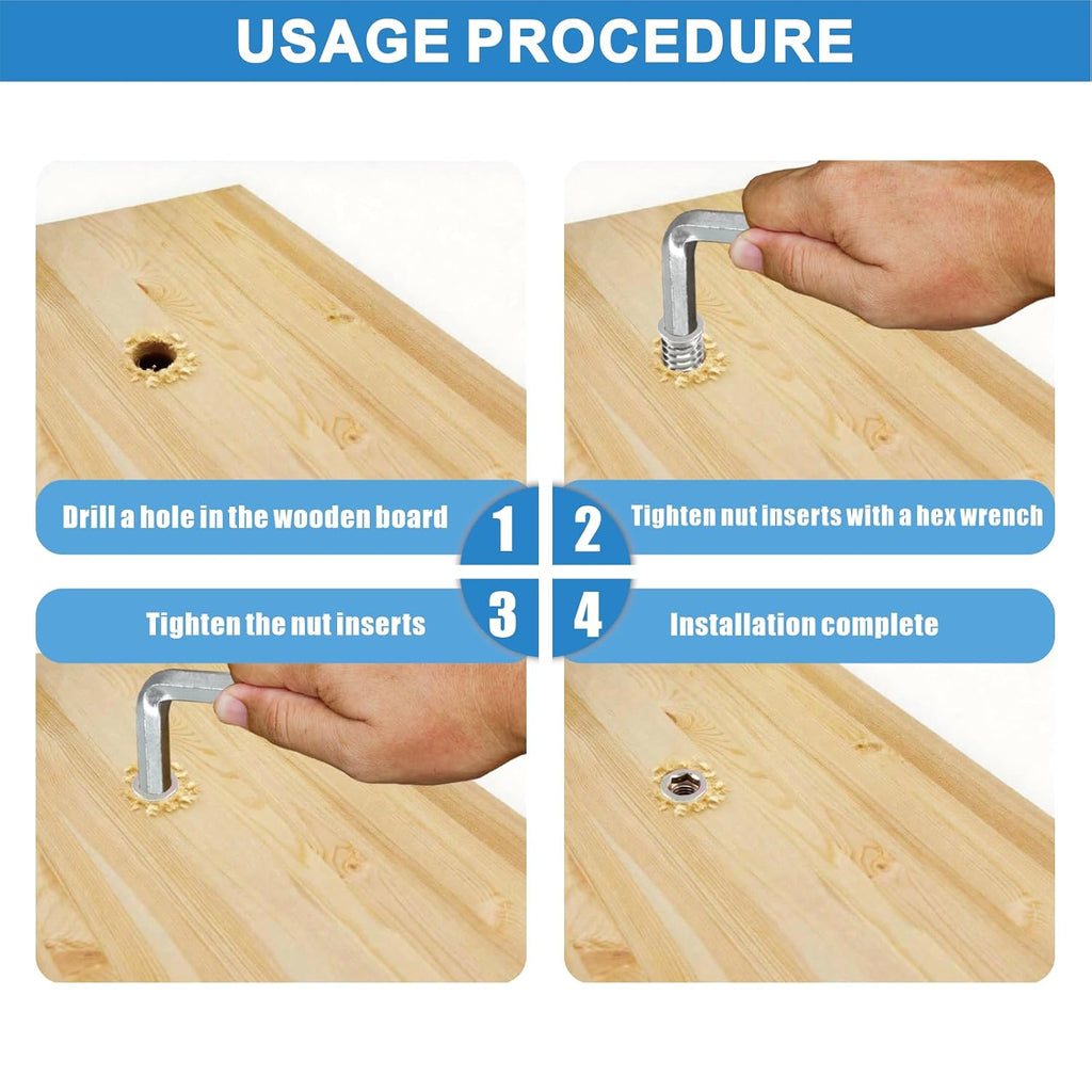 170PCS Zinc Plated Threaded Inserts for Wood Kit, 10 Sizes Steel Threaded Inserts with M6 M8 M10 Hex Wrenches, Furniture Screw Inserts for Cabinet & Woodworking