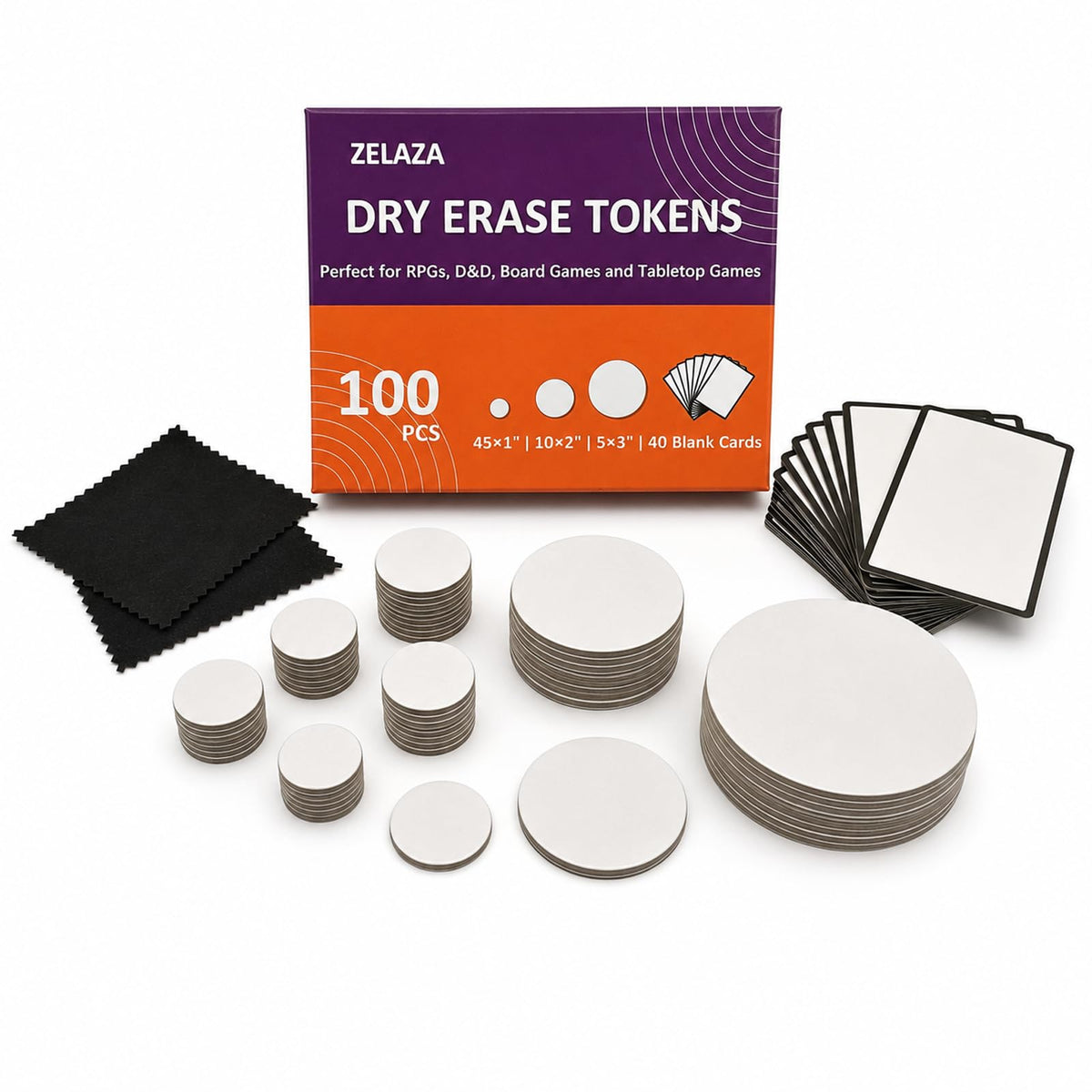 Dry Erase Tokens, 100 PCS RPG Circle Tokens and TCG Proxy Cards Set