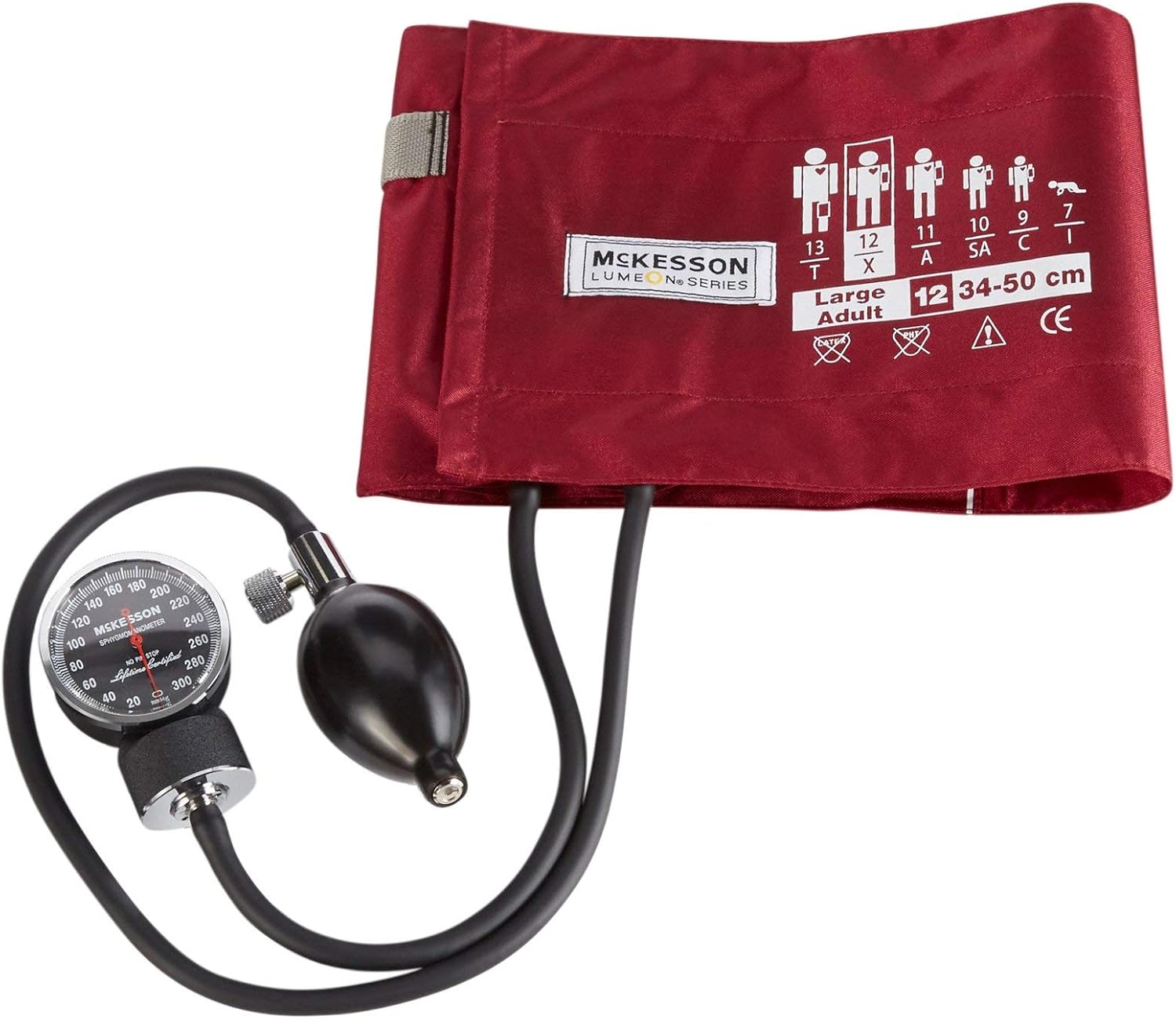 Aneroid Sphygmomanometer, Burgundy, Large, 34-50 cm, 1 ct | Manual Blood Pressure Cuff Monitor, Carrying Case