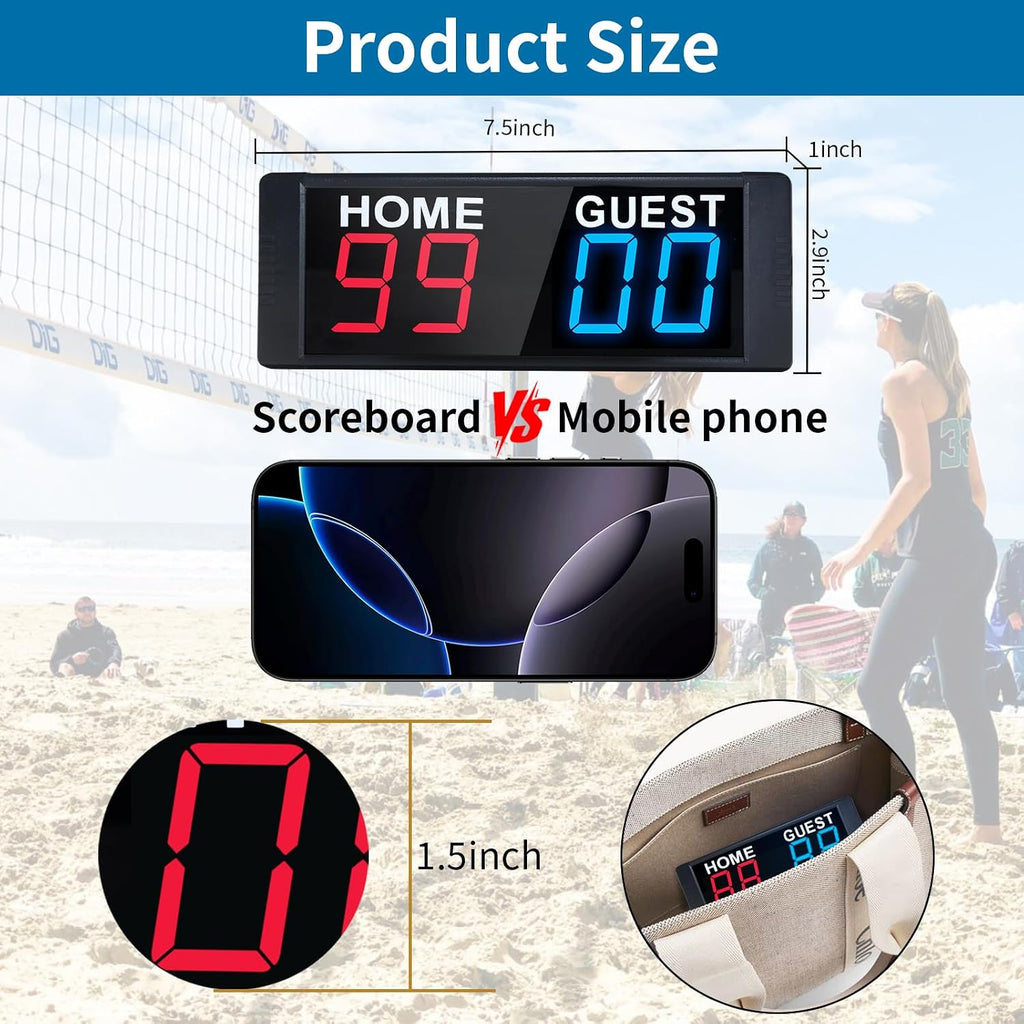 LED Portable Digital Scoreboard, Tabletop Electronic Scoreboard with Remote, Score Keeper for Games