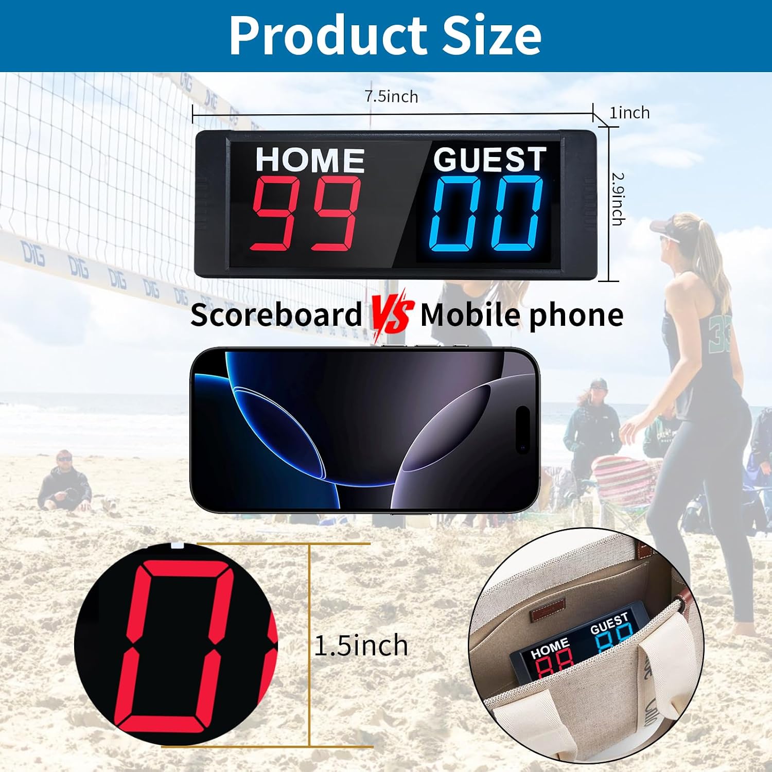 LED Portable Digital Scoreboard, Tabletop Electronic Scoreboard with Remote, Score Keeper for Games