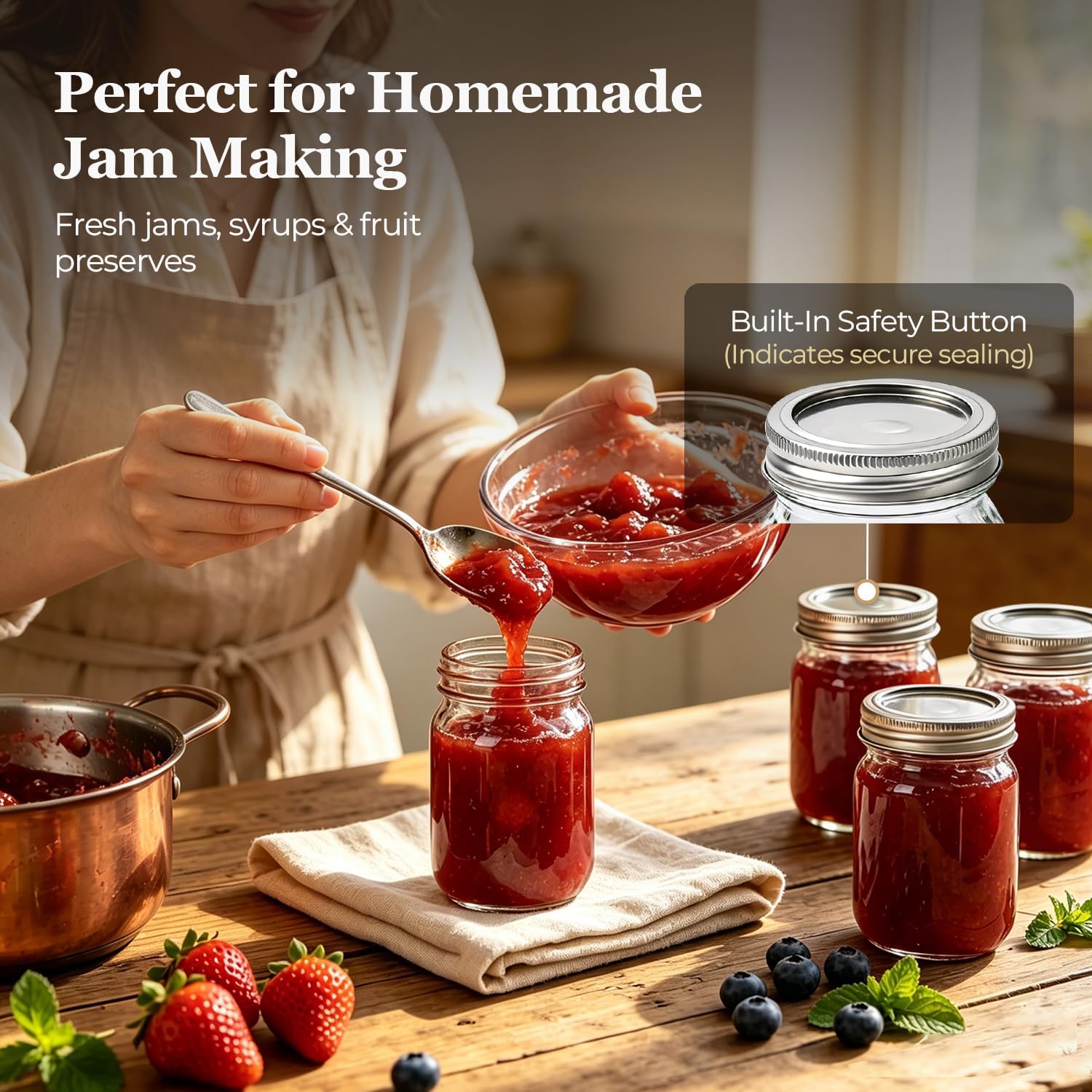 Regular Mouth Mason Jars 16 oz with Lids, 6 Pack Canning Jars