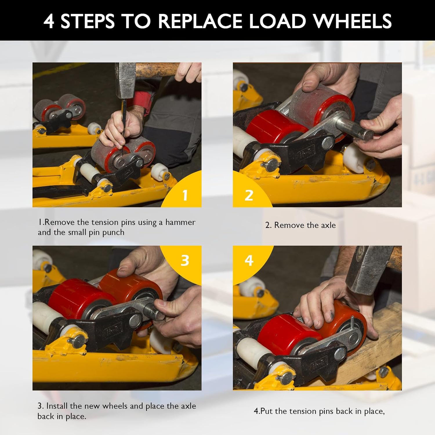Pallet Jack/Truck Wheels Kit for Most Hand Pallet Jacks- Complete Set! | with Pairs of Steering Wheels 7"x 2", Load