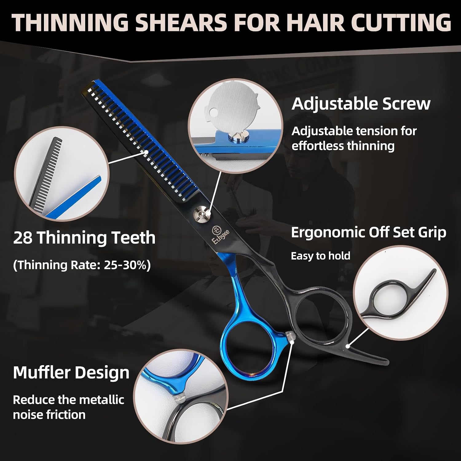 Hair Cutting Scissors Set Professional | Hair Shears Kit with Thinning Blender & Straight Scissors for Men Women Home