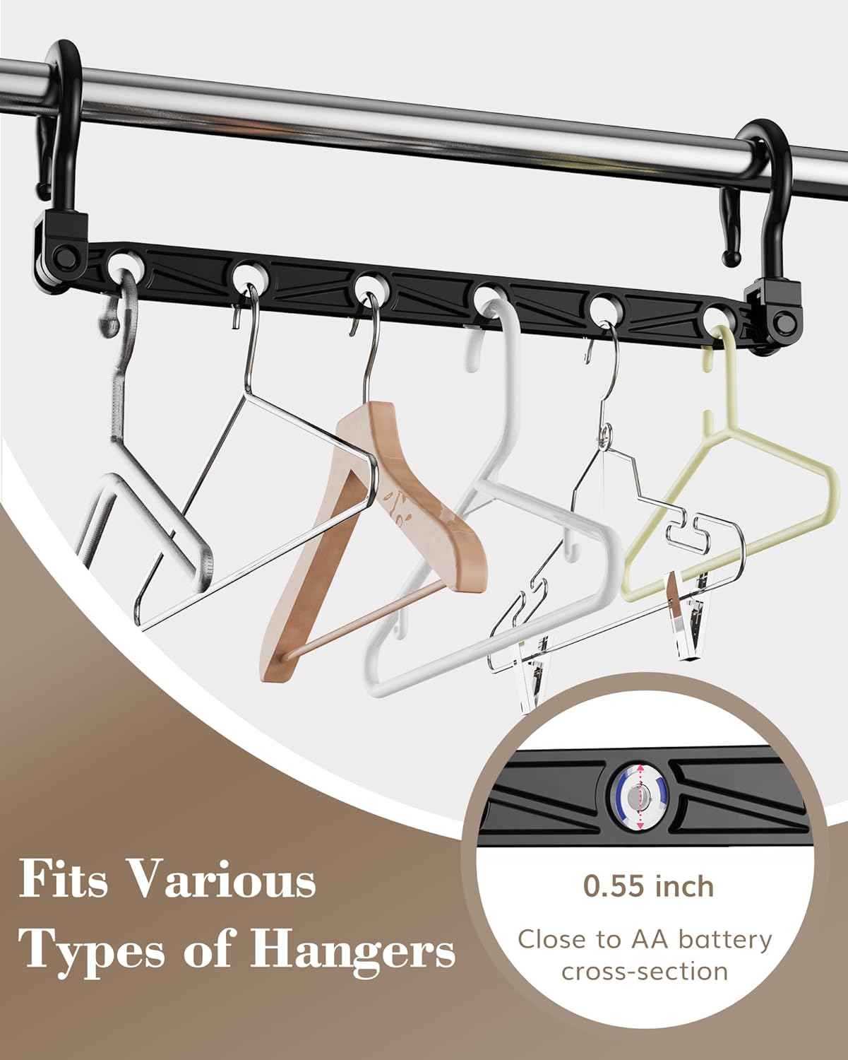 Space Saving Hangers for 48 Clothes, Reinforced Collapsible Hangers with 360° Swivel Hook, Hanger Hooks Space Saver